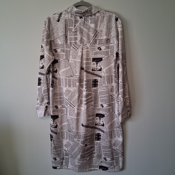 Jon & Anna Newspaper Print Shirt Dress Size Small Long Sleeve Lightweight. - Picture 3 of 16